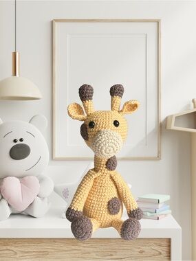 Handmade Crochet Giraffe Amigurumi Plush – 12” Tall